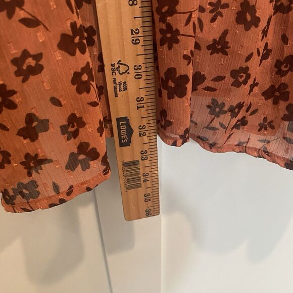 Dress Forum Los Angeles Dress Small Tan Floral Boho Prairie Ruffle Fall Colors - Picture 9 of 13